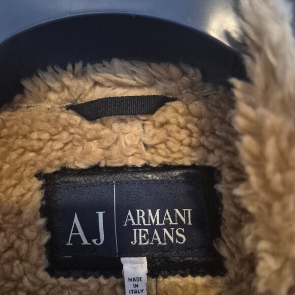 Armani Jeans Faux Shearling Motorcycle Jacket - Picture 4 of 5